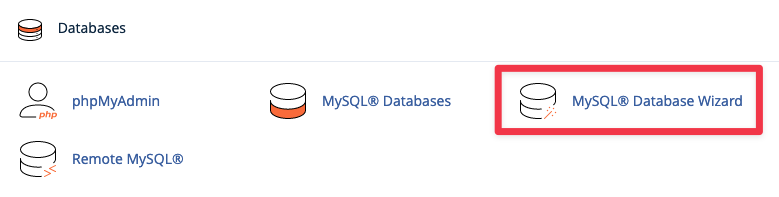 cpanel database wizard