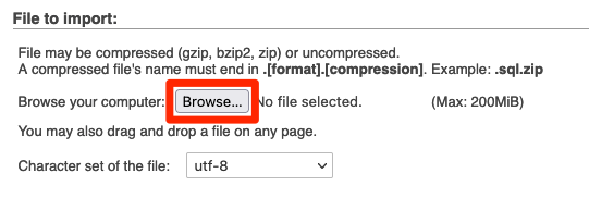 import database in phpmyadmin using cpanel
