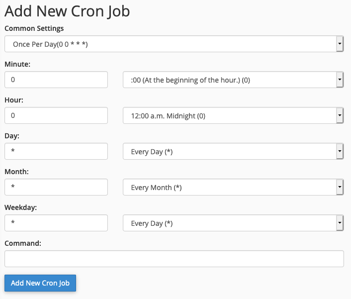 set cron jobs in cpanel