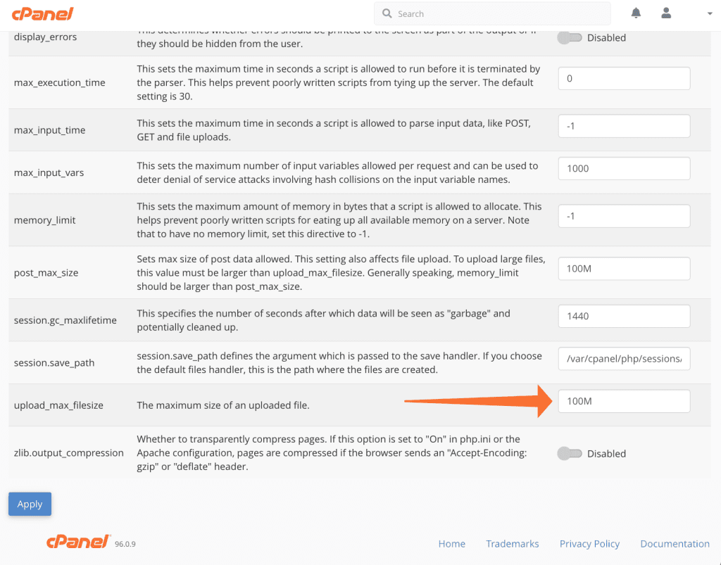 How to Increase PHP Max Upload File Size in cPanel WHM
