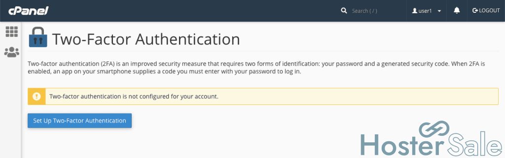 2FA setup screen in cPanel hosting